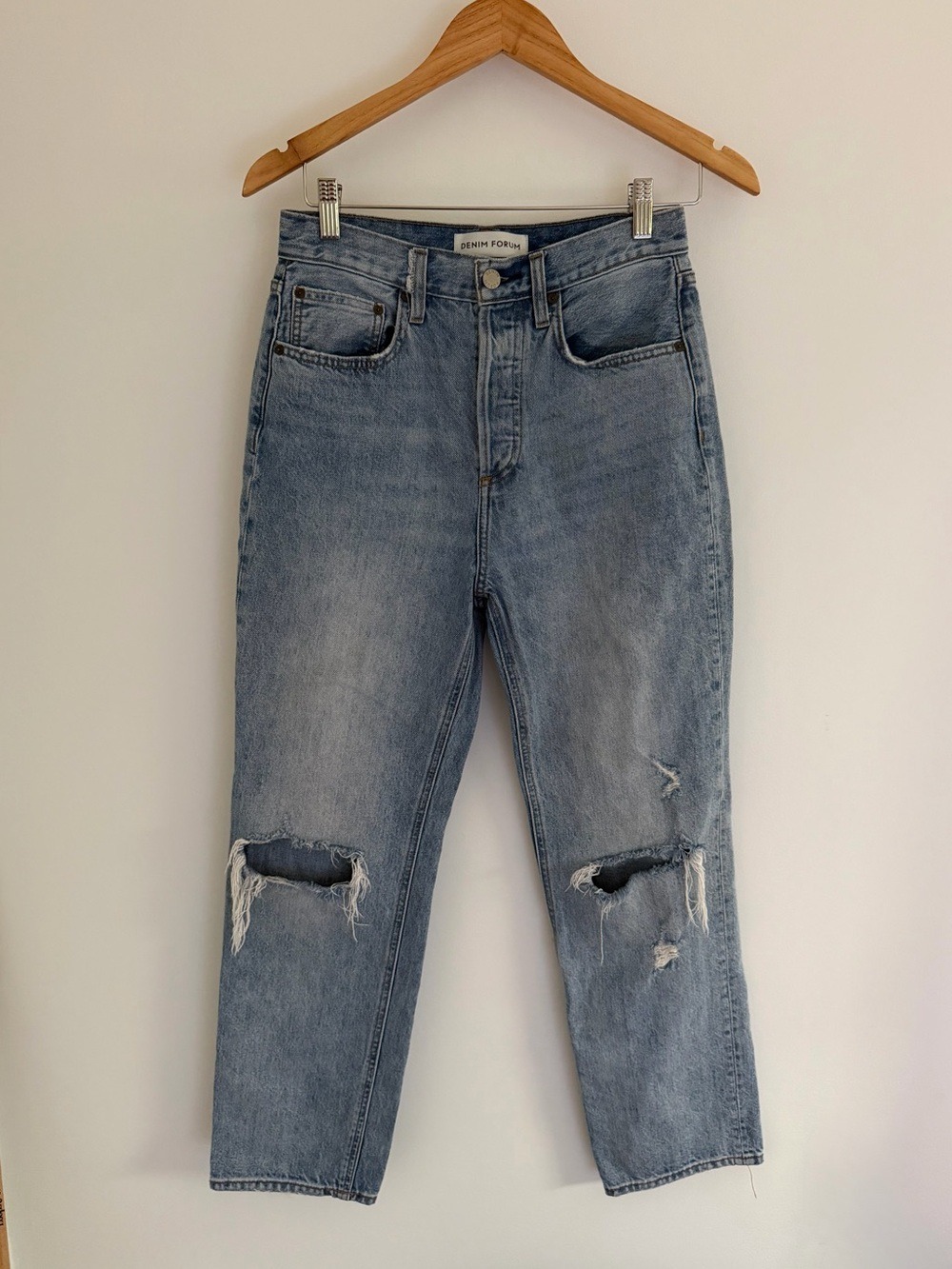 Denim Forum Joni High Rise Loose Jeans 25 Distressed 90s